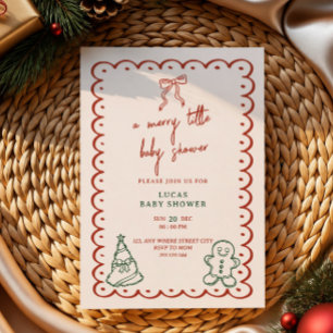 Convites um pequeno natal alegre manuscrito baby shower