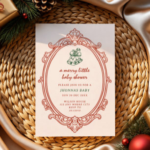 Convites um pequeno natal alegre manuscrito baby shower