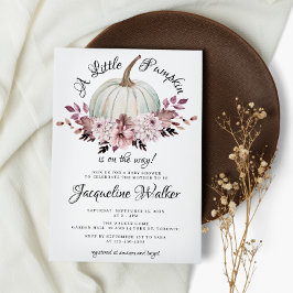 Convites Um Pequeno Outono de Abóbora Elegante Flores Roxas