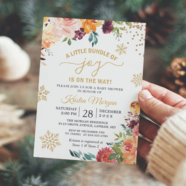 Convites Um Pequeno Pacote de Alegria Burgundy Chá de frald (Criador carregado)