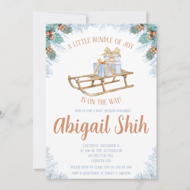 Convites Um pequeno pacote de alegria está no caminho do Ch (Frente)