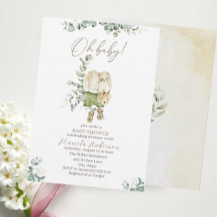 Convites Um pequeno pano bebê e eucalipto aquarela Bab