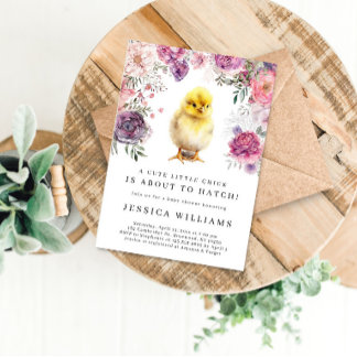 Convites Um pequeno Pintinho está prestes a bater no Chá de