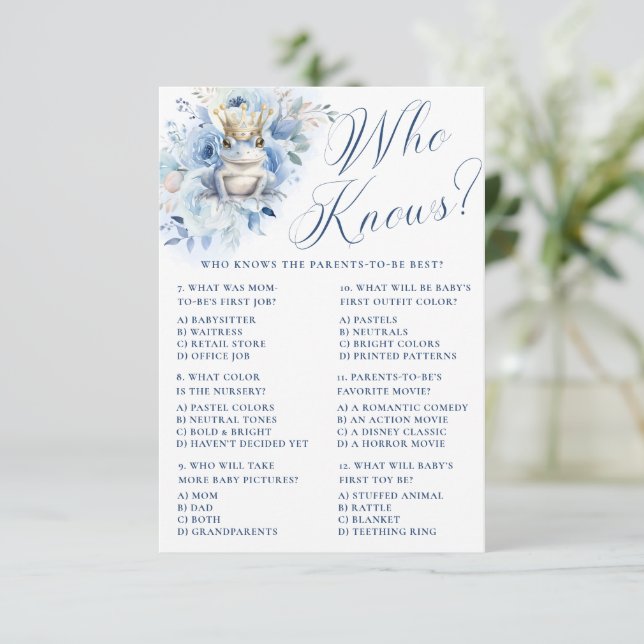 Convites Um Pequeno Príncipe Azul Real Chuveiro Quem Sabe? (Em pé/Frente)