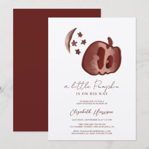 Convites Um Pequeno Pumpkin Blue Watercolor Baby Boy Chá I