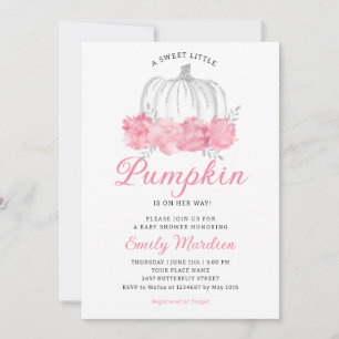 Convites Um Pequeno Pumpkin com aquarela Floral Chá de fral