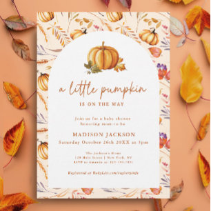 Convites Um Pequeno Pumpkin Elegante Queda Floral