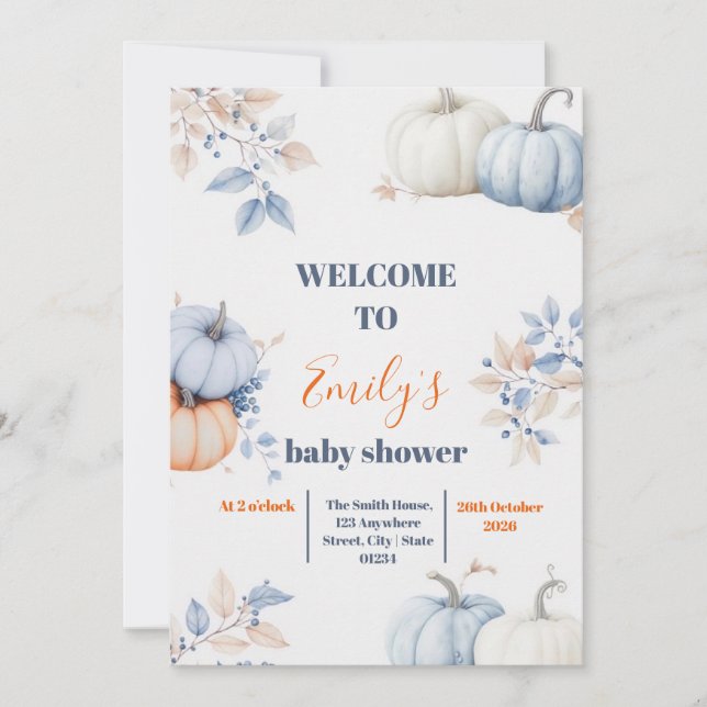 Convites Um Pequeno Pumpkin está a caminho (Frente)