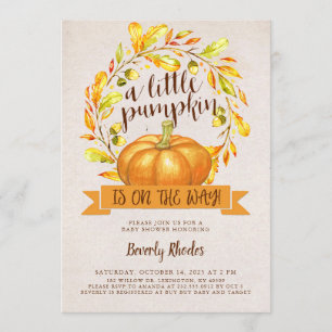 Convites Um Pequeno Pumpkin está no caminho do Chá de fra