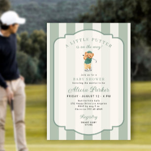 Convites Um pequeno putter a caminho do chá de bebê de golf
