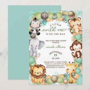 Convites Um pequeno safari de animais selvagens para baby s