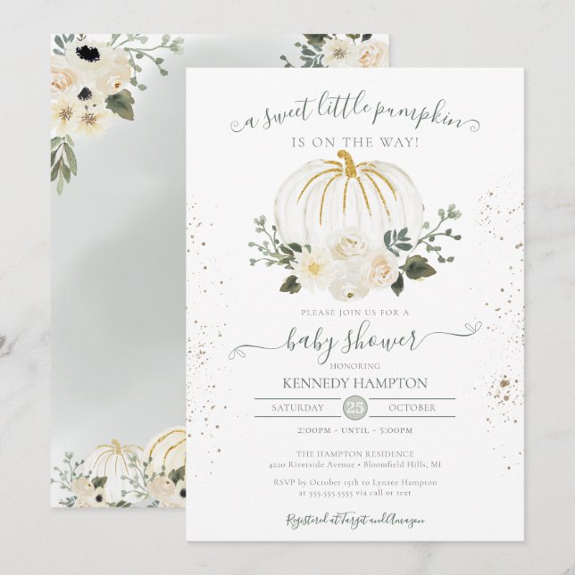 Convites Um Pequeno Sexo Da Bomba Chá de fraldas Neutro (Frente/Verso)