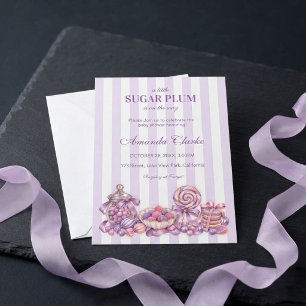 Convites Um Pequeno Sugar Plum está a caminho Baby Shower
