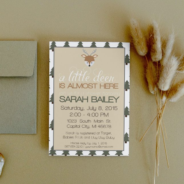 Convites Um Pequeno Veado Está Quase Aqui, Chá de fraldas C (Criador carregado)