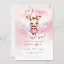 Convites Um pequeno veado está quase aqui no inverno rosa