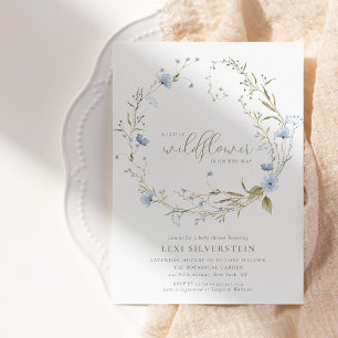 Convites Um Pequeno Verde Flor Silvestre Boho Bebê Menina