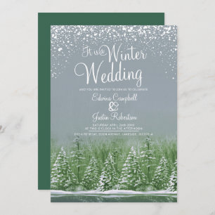 Convites Um pinheiro casamento no inverno lago cinza arte v
