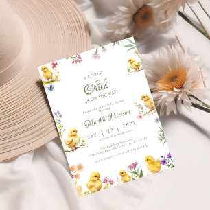 Convites Um pintinho está no caminho da chá de fraldas faze