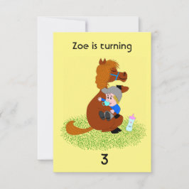 Convites Um pônei engraçado e fofo com aniversário de crian