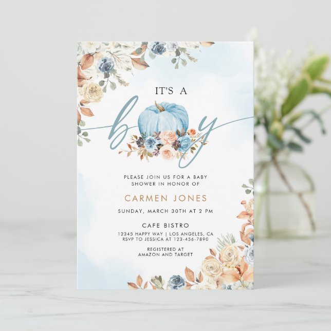 Convites Um Pouco De Abóbora Chá de fraldas Sexo Neutro (Em pé/Frente)