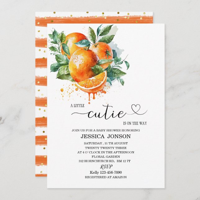 Convites Um pouco de beleza está a caminho chá de fraldas (Frente/Verso)