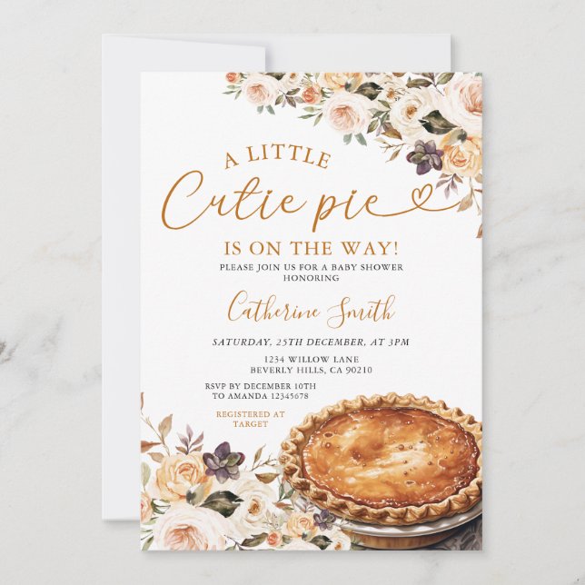 Convites Um pouco de Chá de fraldas de torta picante Pumpki (Frente)