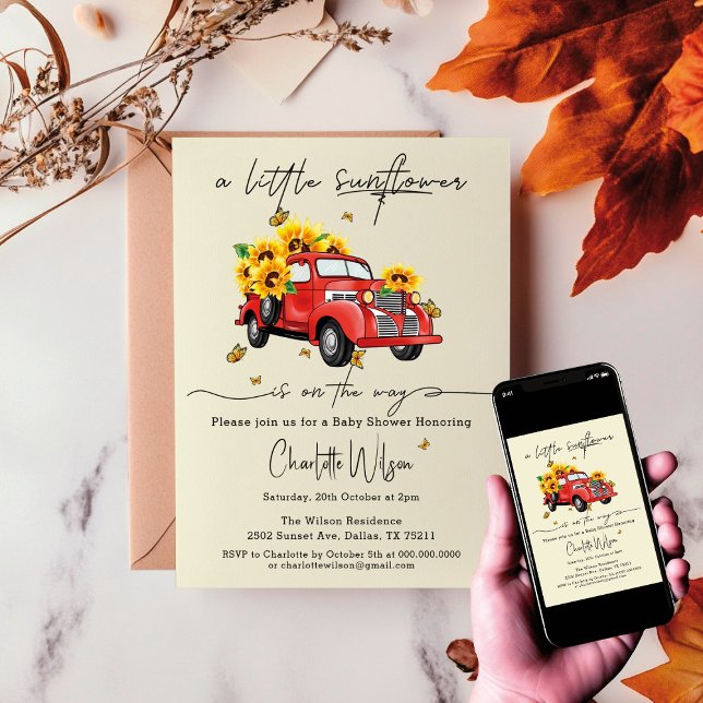 Convites Um Pouco De Girassol Está A Caminho Do Chá de fral (Criador carregado)