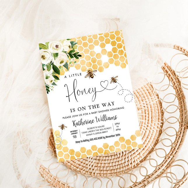 Convites Um Pouco de Mel Está a Caminho Chuveiro de Bebê Te (Criador carregado)