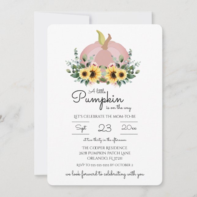 Convites Um pouco de Pumpkin está a caminho do Chá de frald (Frente)