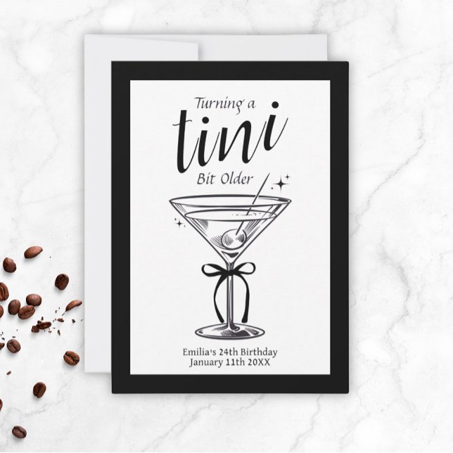 Convites Um Pouco Mais Velha - Tema Classy Martini (Tini Bit Older Martini Birthday Invitations)