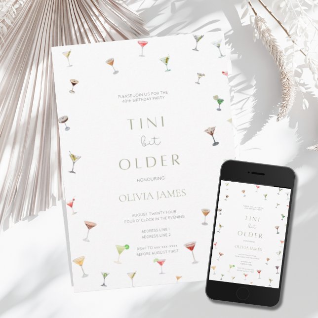 Convites Um pouco mais velho de aniversário de Martini (Criador carregado)