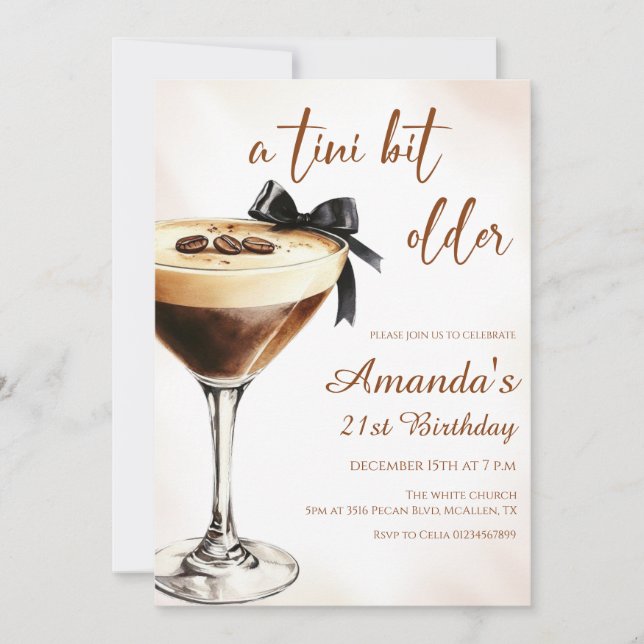 Convites Um Pouco Mais Velho Espresso Martini Aniversário (Frente)
