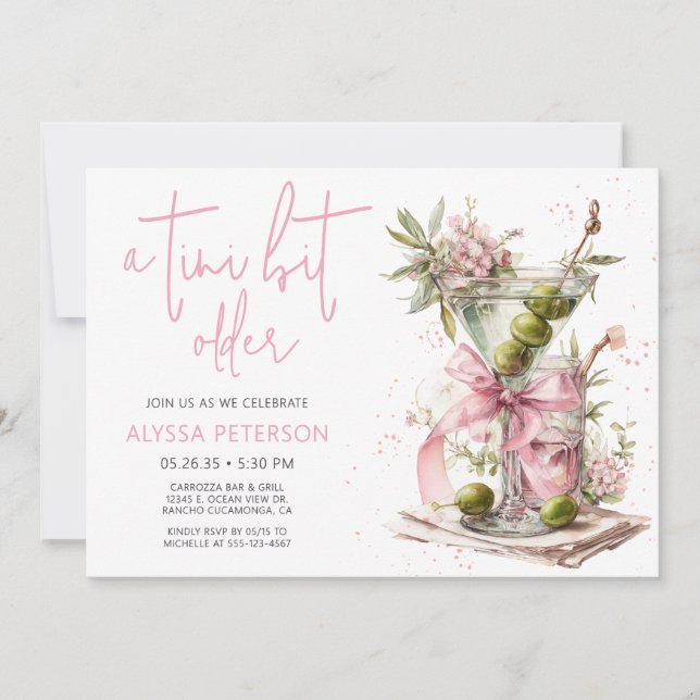 Convites Um Pouco Mais Velho Festa de Aniversário Script Ro (Frente)