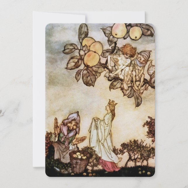 Convites “Um Prato de Maçãs” Aquarela de Arthur Rackham (Frente)