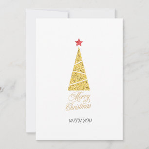 Convites Um presente de árvore de ouro de natal feliz para 