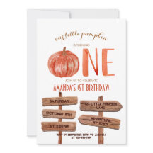 "Um" primeiro aniversario Aquarela Pumpkin