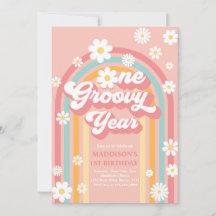 Um primeiro aniversario Boho Daisy Rainbow de um A