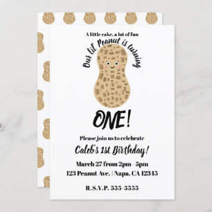 Convites Um primeiro aniversario Branco Bonito De Amendoim 