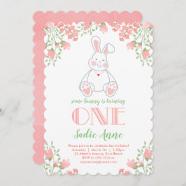 Convites Um primeiro aniversario Cor de Água Nervosa Rosa