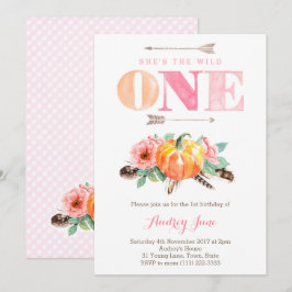 Convites Um primeiro aniversario de Abóbora Selvagem Convid