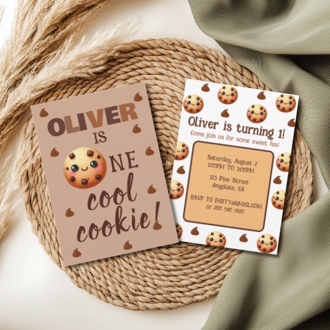 Convites Um primeiro aniversario de cookies Legal (Criador carregado)