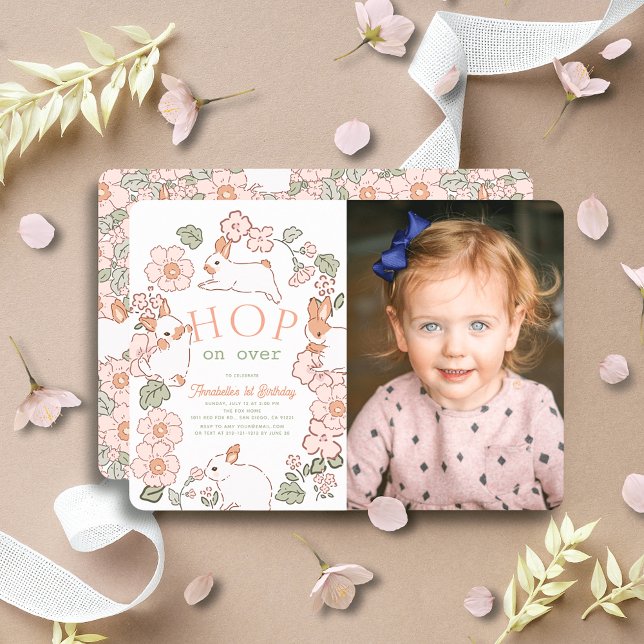 Convites Um primeiro aniversario de Foto Lilac Purple Lop B (Criador carregado)