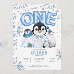Convites UM primeiro aniversario de Inverno dos Pinguins