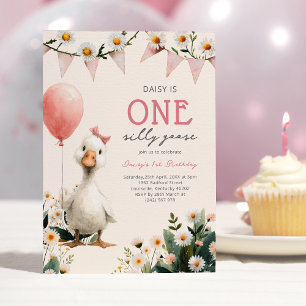 Convites Um Primeiro Aniversário de Menina Silly Goose