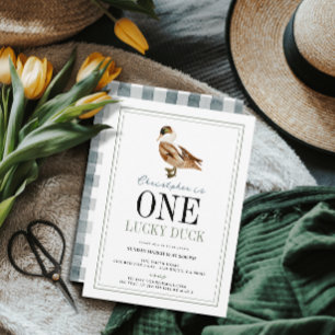 Convites Um primeiro aniversario de Watercolor Duck Duck