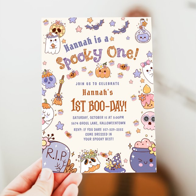 Convites Um primeiro aniversario Fantasma de Bebê Cute no D (Criador carregado)