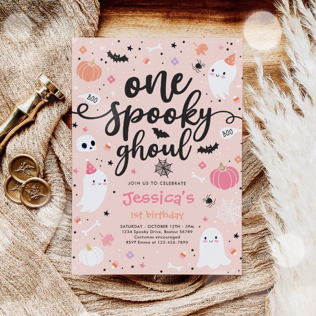 Convites Um primeiro aniversario fantasma de Ghoul Cute Hal (Criador carregado)