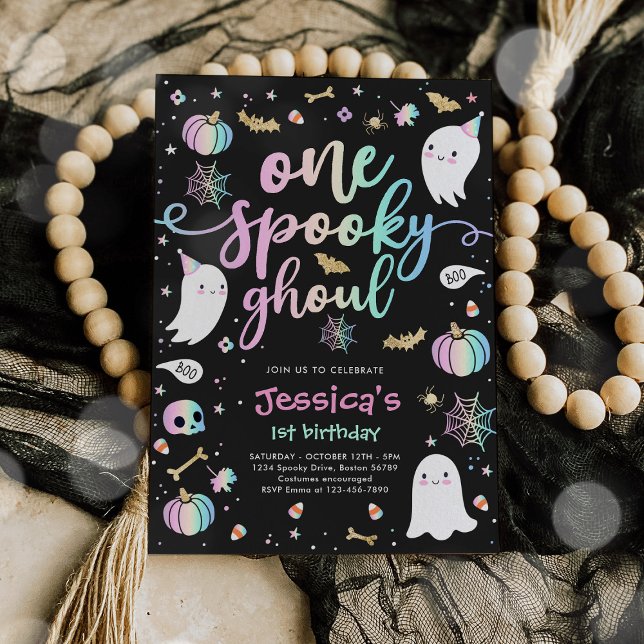 Convites Um primeiro aniversario fantasma de Ghoul Cute Hal (Criador carregado)