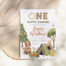 Um primeiro aniversario Feliz de Camper Woodland B