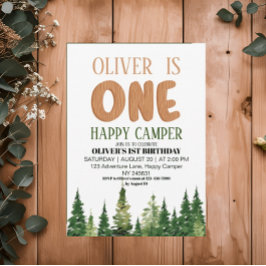 Convites Um primeiro aniversario Feliz de Madeira de Camper